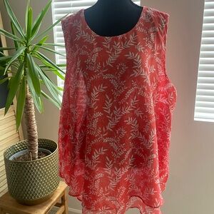 Floral Coral Sleeveless Top